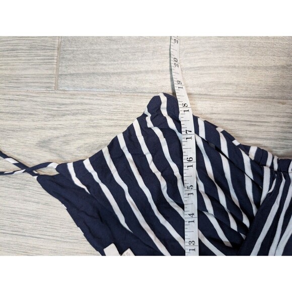 Boden Navy Blue White Stripe V Neck Stretch Jersey Dress US 12 R Nautical 191 - Picture 6 of 7